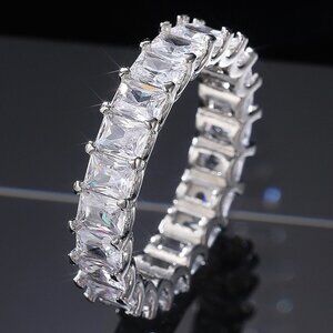 💎925 Sterling Silver Plated Clear CZ Eternity Wedding/Engagement Ring UN…
